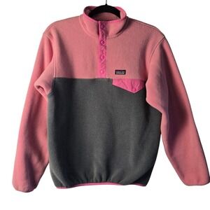 Patagonia Synchilla Snap-T Fleece Pullover Pink Grey Girls XL 14 Womens XS S